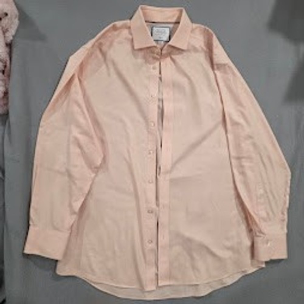 Charles Tyrwhitt Mens Peach Classic Fit Non-Iron Cotton Dress Shirt 16.5 34